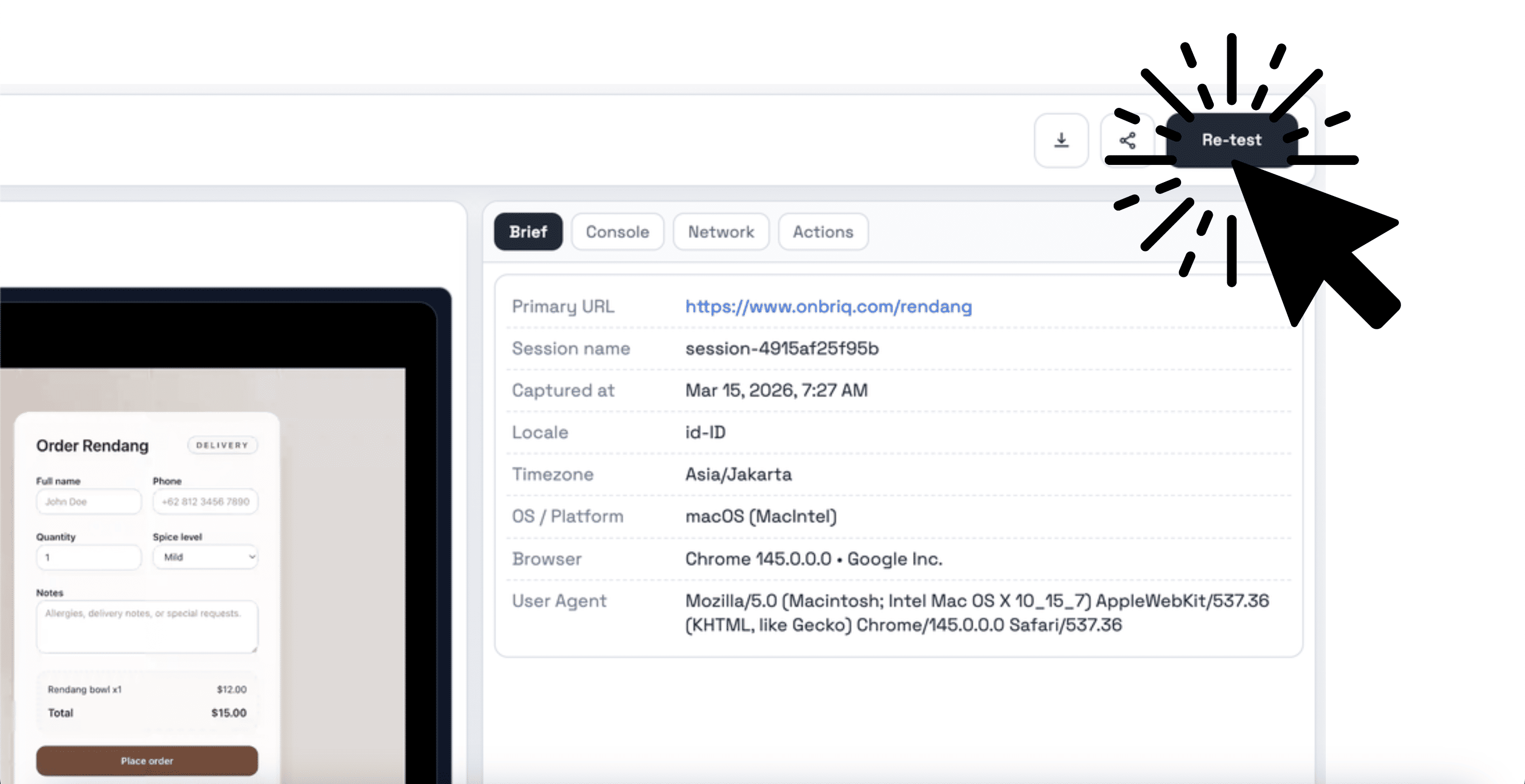 Briq — One-Click Re-test
